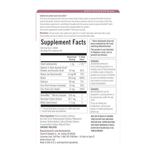 Viviscal Hair Growth Supplements For Women For Thicker, Fuller Hair 180 Tablet