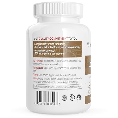 Real Mushrooms Lion’s Mane Supplement Capsules - Organic Lions Mane Extract for Overall Wellbeing - Beta Glucan Supplements – Vegan 300 ct Mushroom Extract