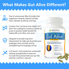 Gut Alive - All Natural Support to Fight IBS, Heartburn, Acid Indigestion, Acid Reflux, Bloating & Gas. Unique Formulation (60 Count (Pack of 2))
