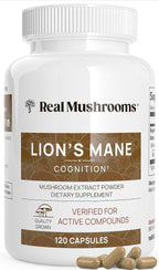 Real Mushrooms Lion’s Mane Supplement Capsules - Organic Lions Mane Extract for Overall Wellbeing - Beta Glucan Supplements – Vegan 300 ct Mushroom Extract