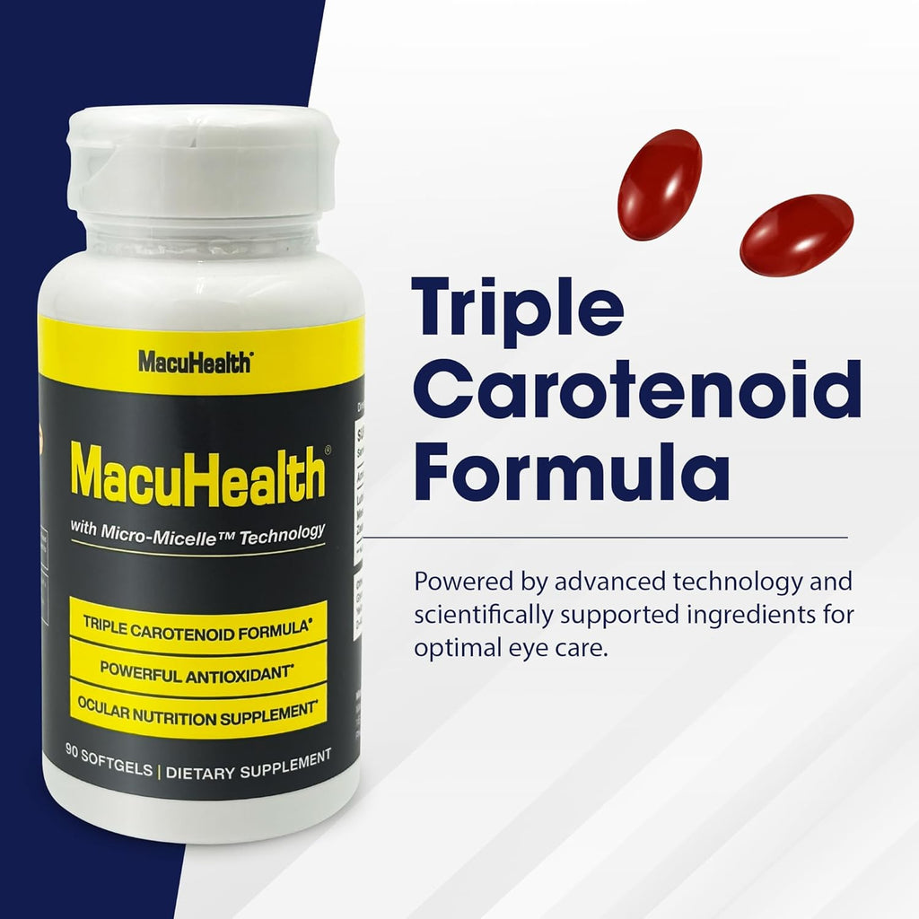 Macuhealth Triple Carotenoid Formula - Eye Vitamins for Adults - 90 Softgels, 3 Month Supply