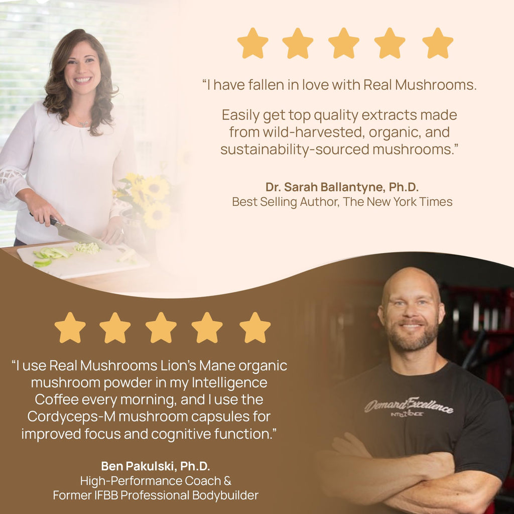 Real Mushrooms Lion’s Mane Supplement Capsules - Organic Lions Mane Extract for Overall Wellbeing - Beta Glucan Supplements – Vegan 300 ct Mushroom Extract