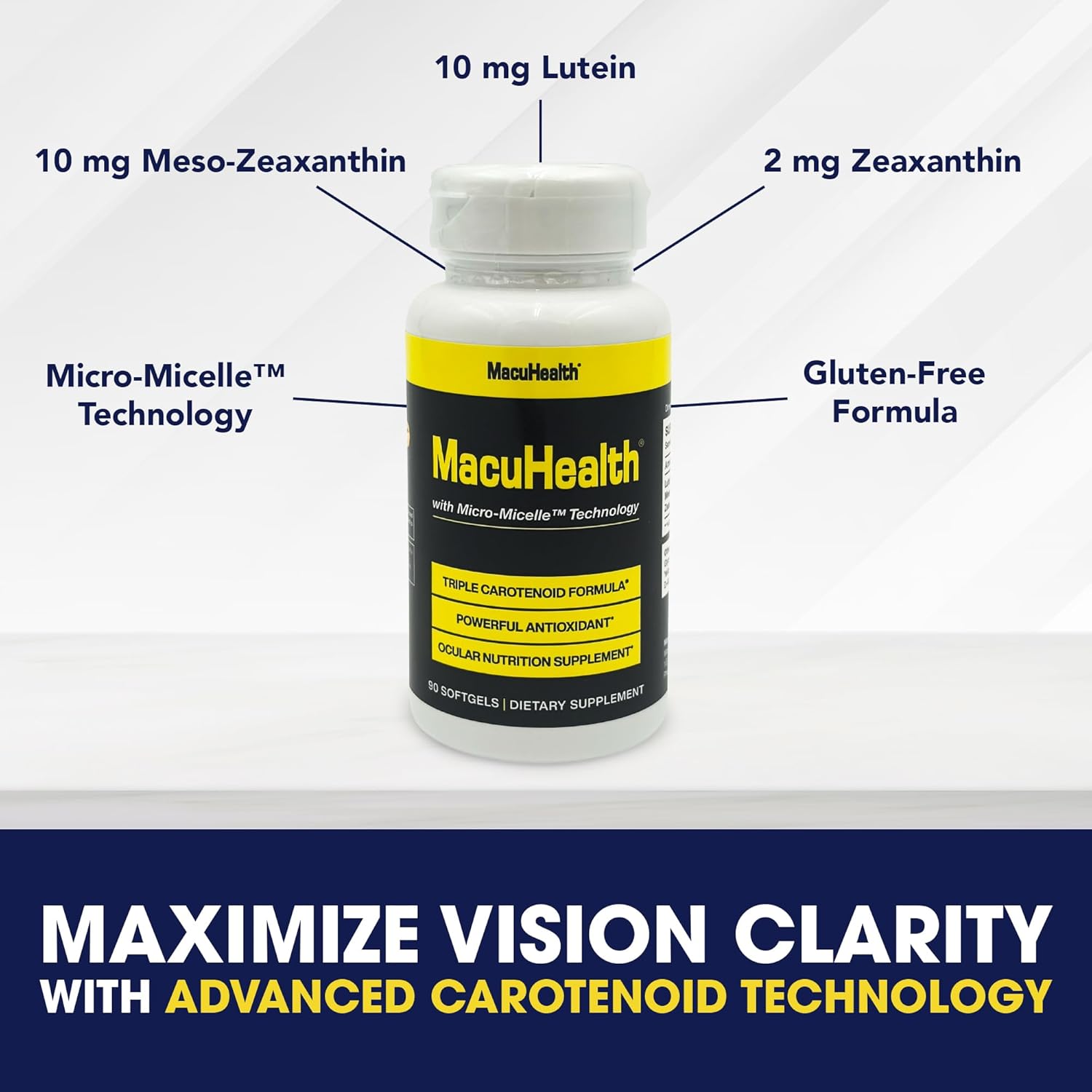 Macuhealth Triple Carotenoid Formula - Eye Vitamins for Adults - 90 Softgels, 3 Month Supply