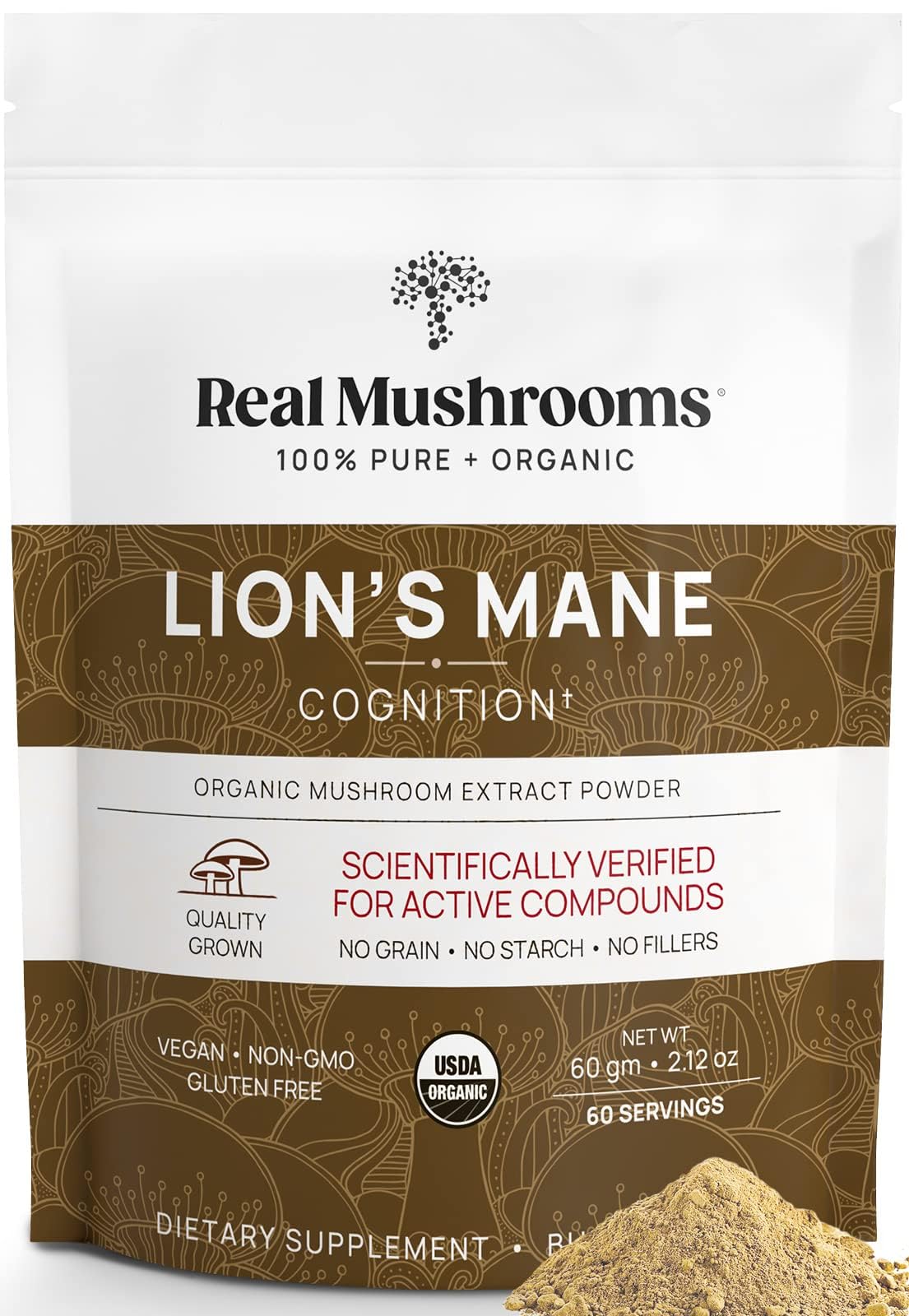 Real Mushrooms Lion’s Mane Supplement Capsules - Organic Lions Mane Extract for Overall Wellbeing - Beta Glucan Supplements – Vegan 300 ct Mushroom Extract