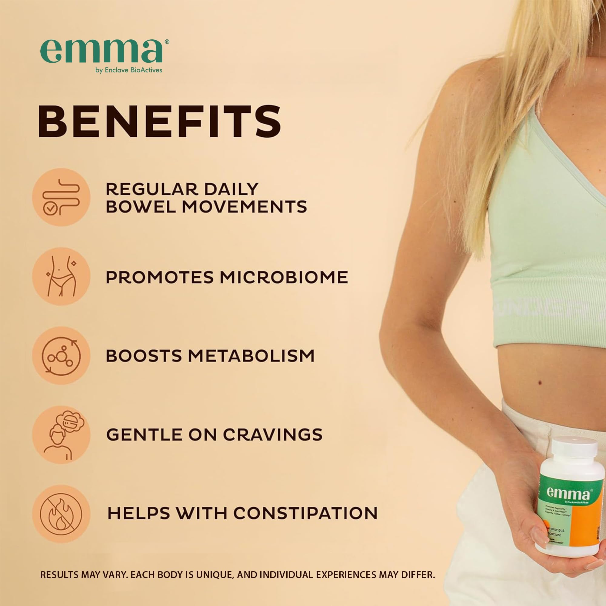 Emma Gut Health Supplement for Digestive Support & Bloating Relief – Doctor-Formulated, 60 Capsules