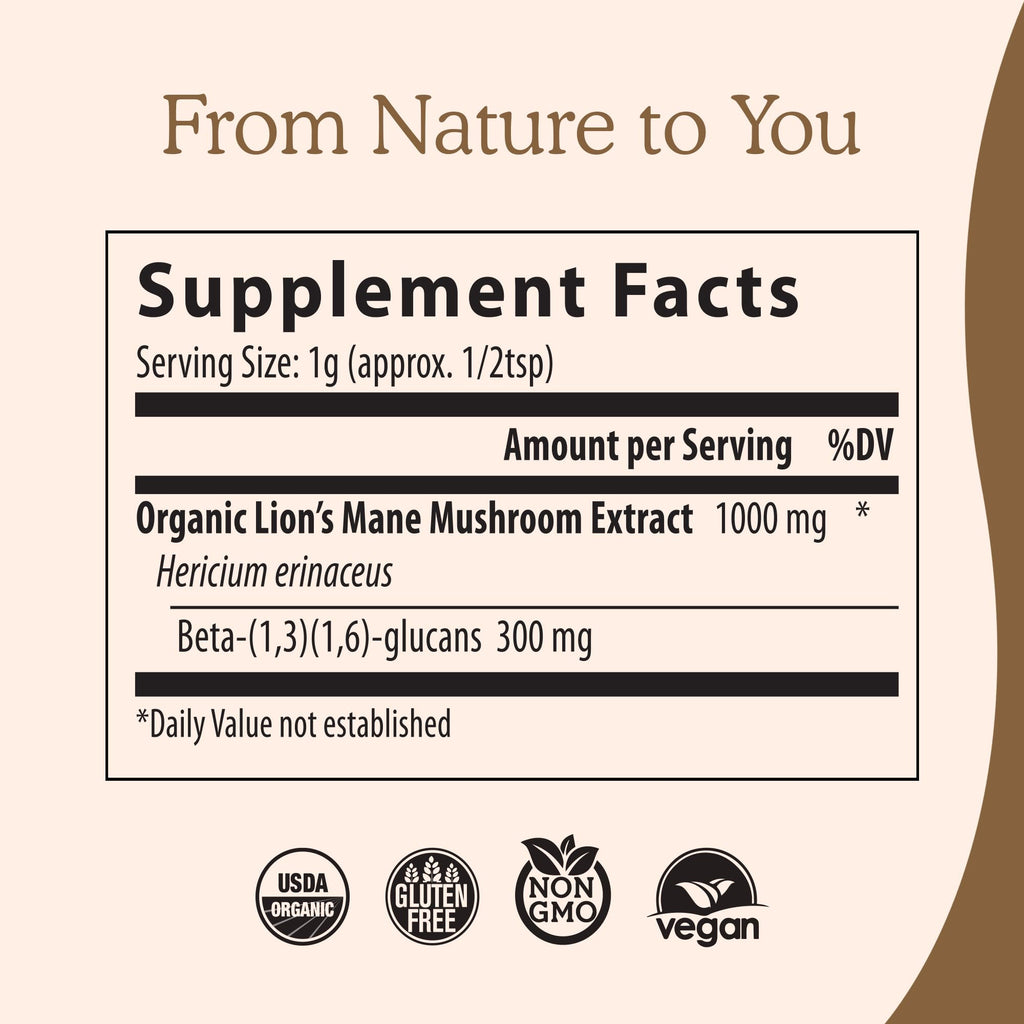 Real Mushrooms Lion’s Mane Supplement Capsules - Organic Lions Mane Extract for Overall Wellbeing - Beta Glucan Supplements – Vegan 300 ct Mushroom Extract