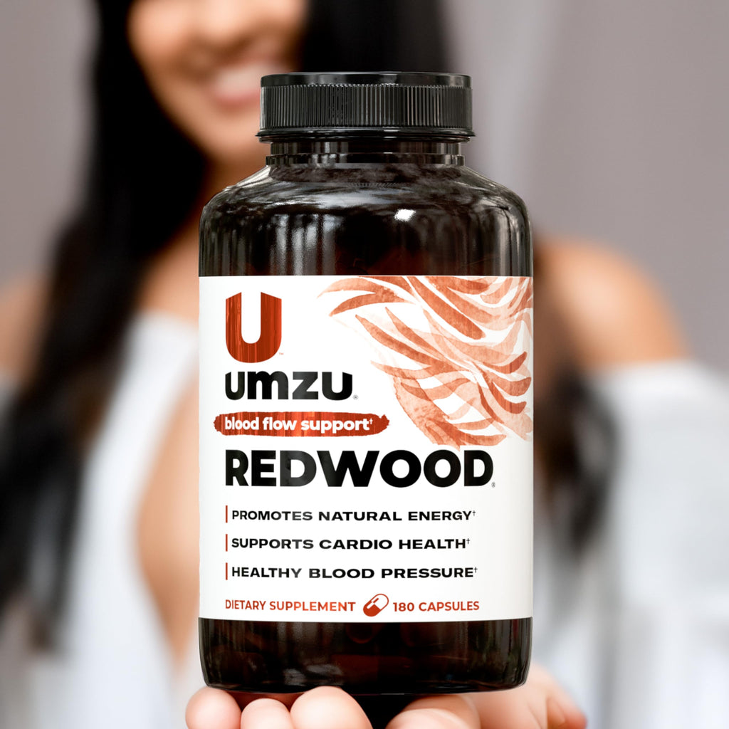 UMZU Redwood Max Nitric Oxide Booster, Blood Flow & Circulation Support for Men & Women, Energy, Stamina & Recovery – Heart & Varicose Vein Supplement – 2 Capsules Daily – 60 Count