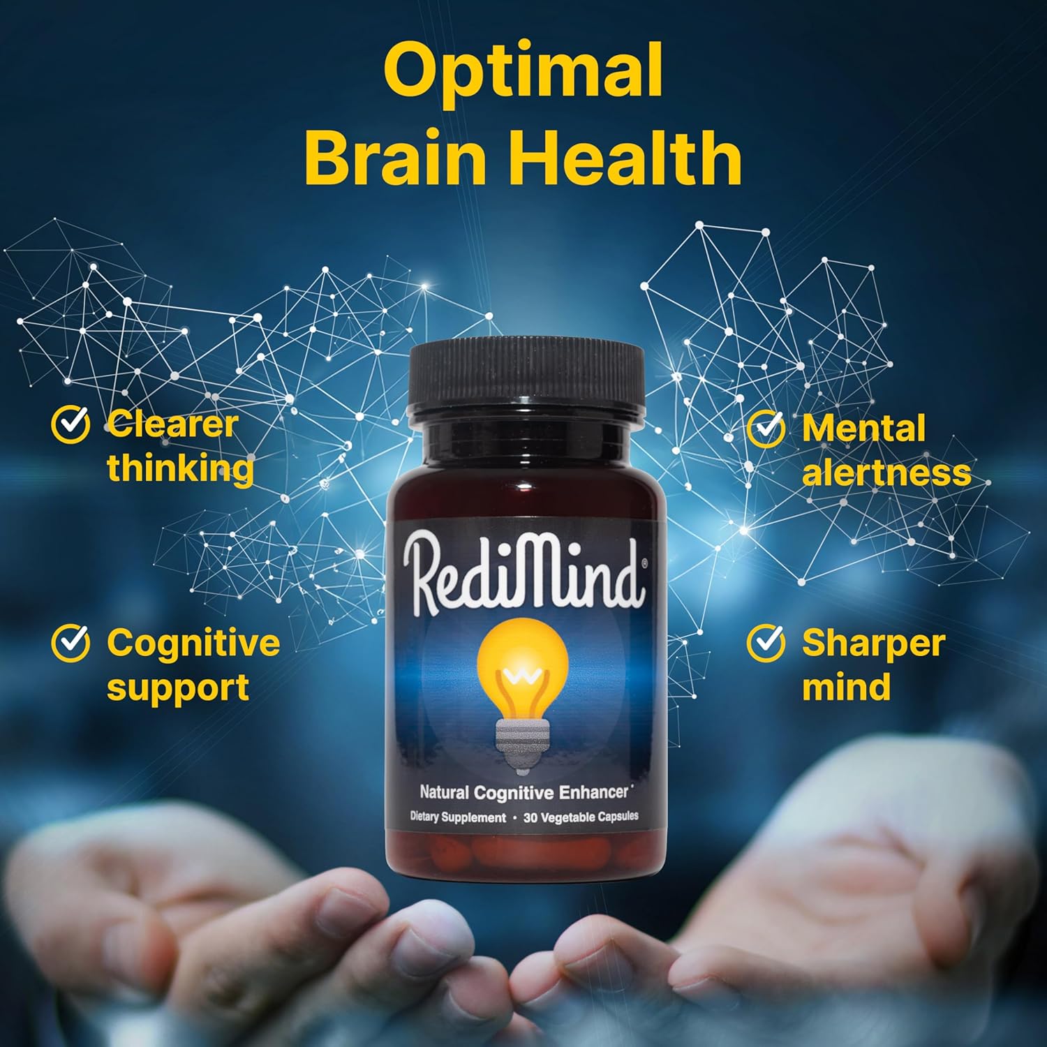 RediMind Brain Health Supplement – Natural Memory & Focus Support (30 Vegan Capsules)