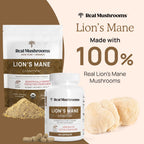 Real Mushrooms Lion’s Mane Supplement Capsules - Organic Lions Mane Extract for Overall Wellbeing - Beta Glucan Supplements – Vegan 300 ct Mushroom Extract