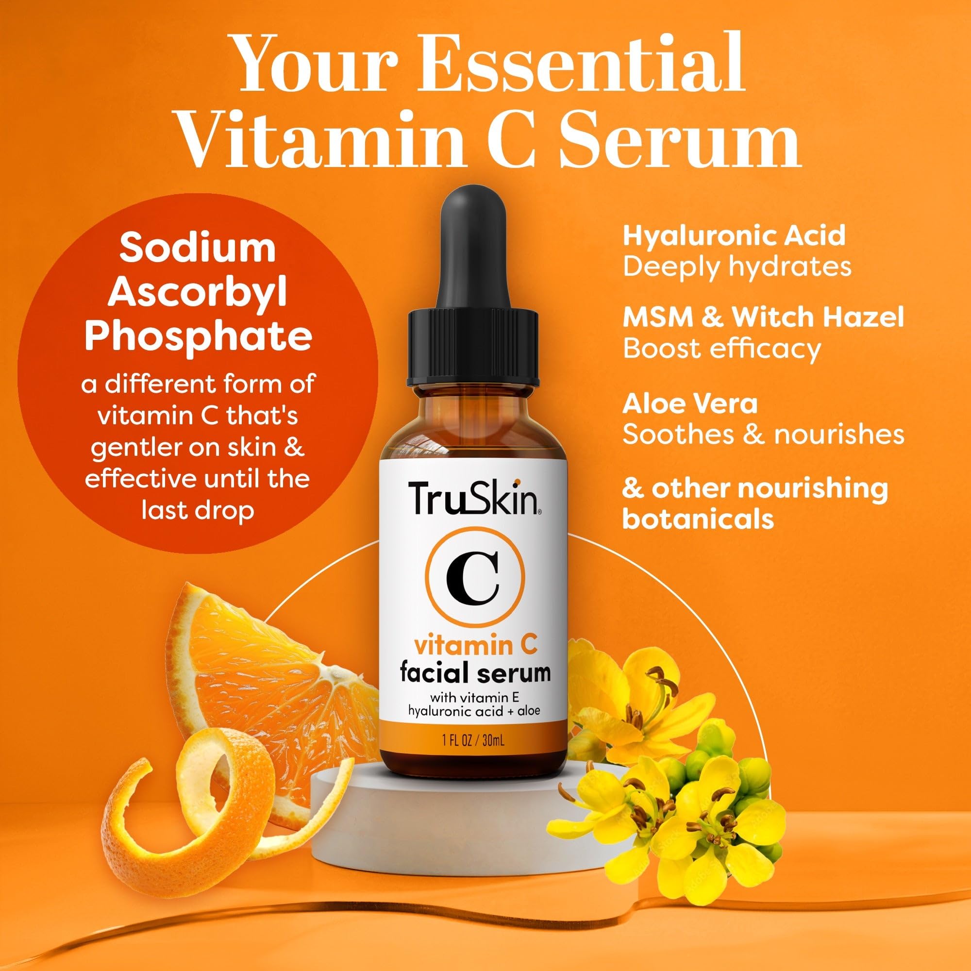 TruSkin Vitamin C Face Serum with Hyaluronic Acid & Vitamin E – Brightening & Anti-Aging