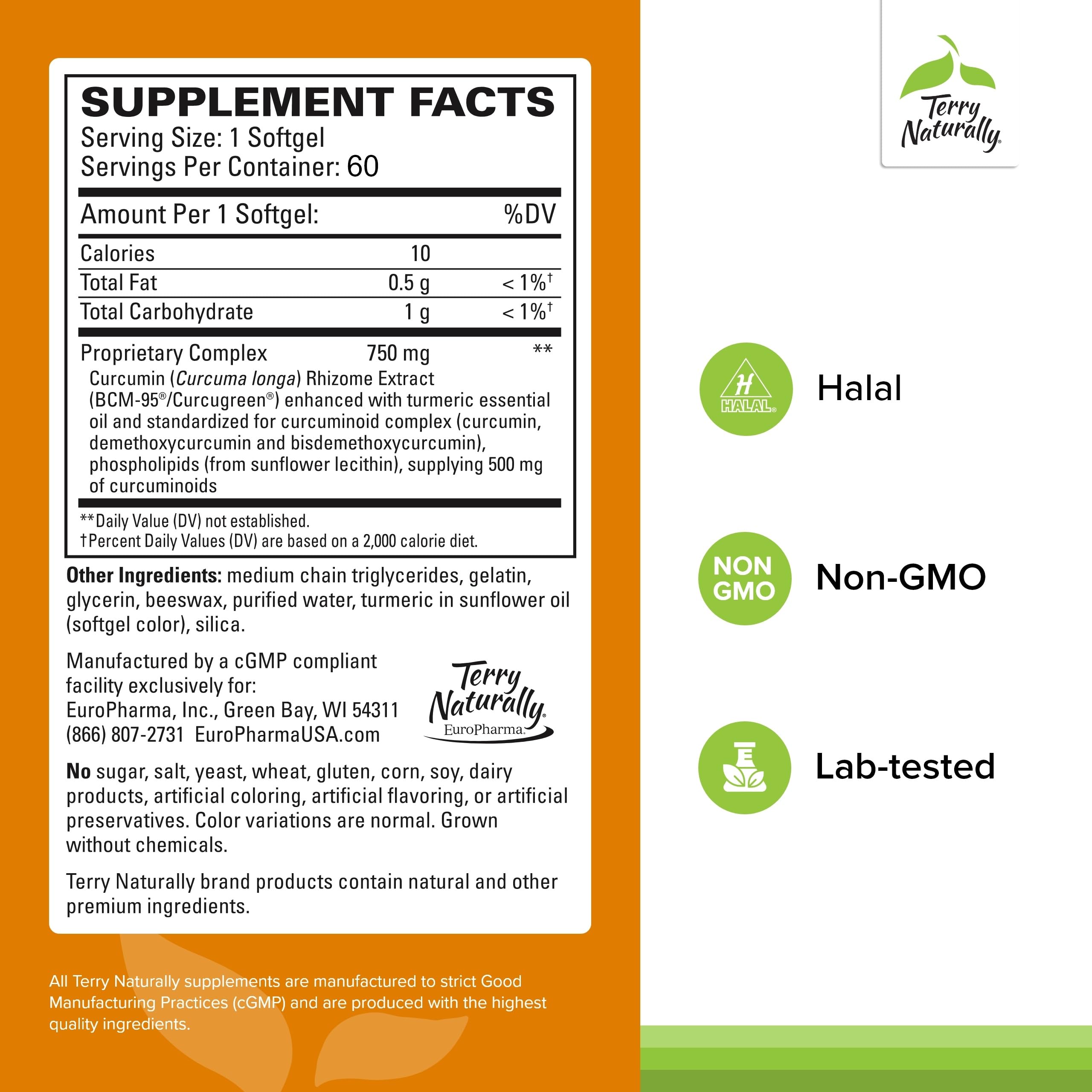 Terry Naturally CuraMed 750 mg – High-Potency Curcumin Complex for Brain, Heart & Immune Support