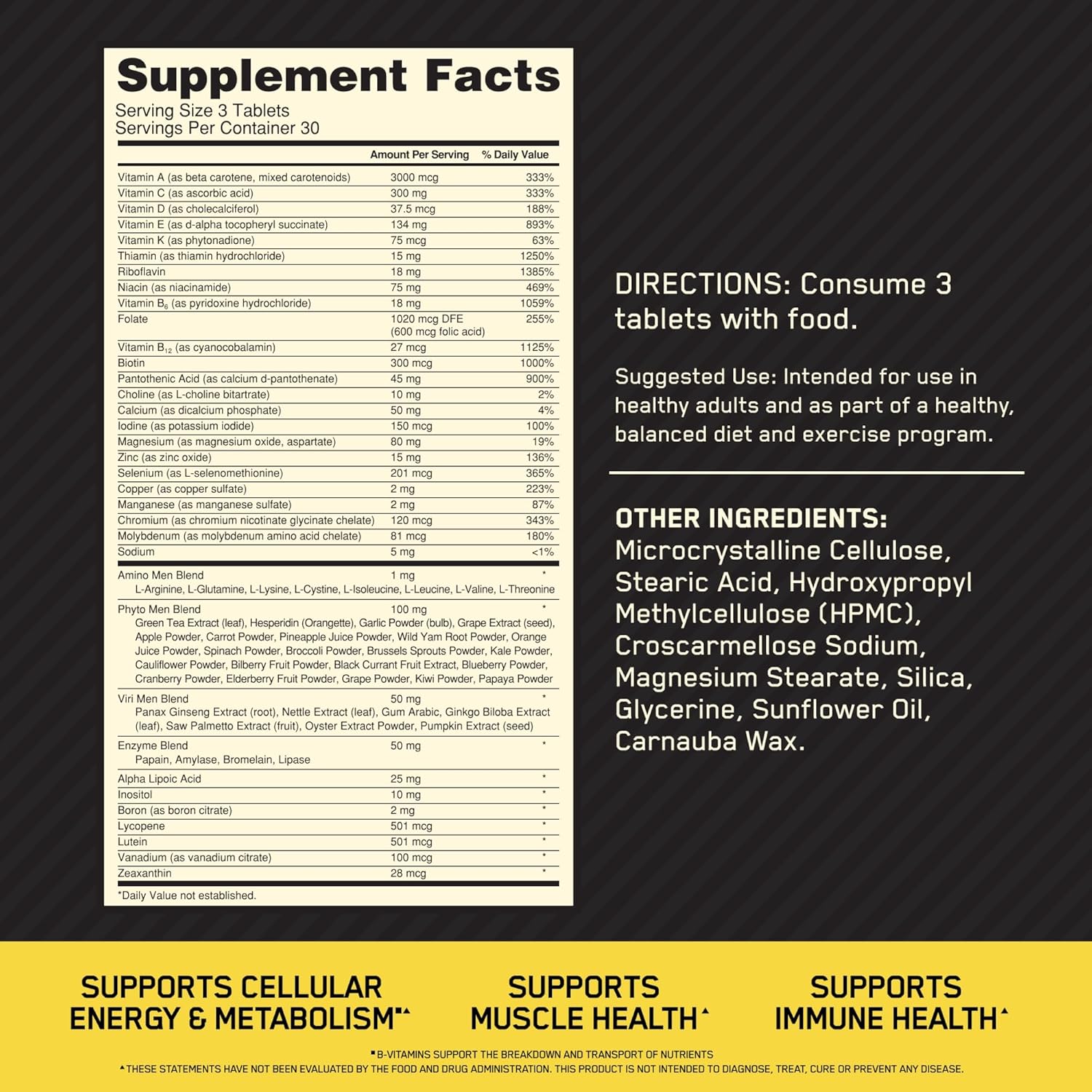 Optimum Nutrition Opti-Men Multivitamin Tablets