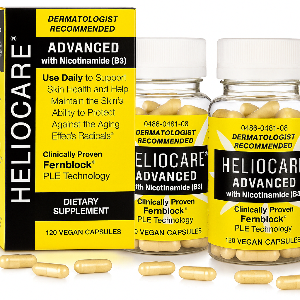 Heliocare Advanced Niacin B3 Supplement Pack of 2 : Fernblock PLE Extract 240mg Per Serving - Supports Skin Cell Health W/Antioxidant Rich Vitamin B3 Niacin 500 mg - 120 Vegan Capsules